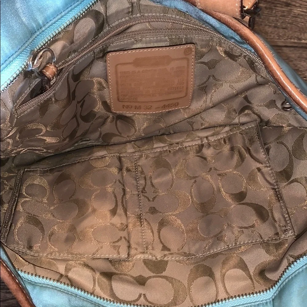 Vintage Coach Blue Tote with Vachetta Leather Trim - Picture 3 of 4